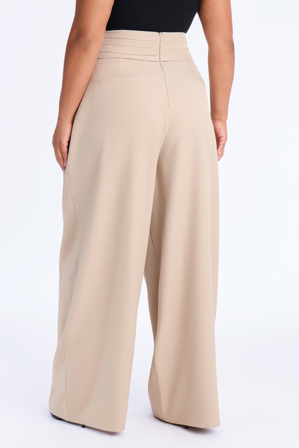 Well Kept Pleated Waistband Wide Leg Trouser - Stone