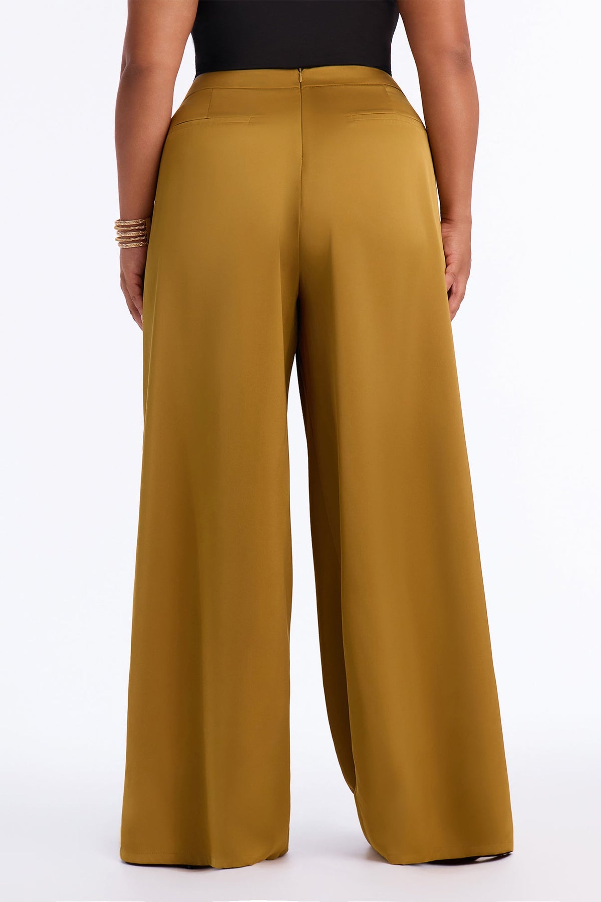 Willa Chic Large Pleat Satin Pant - Chartreuse