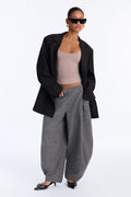 Harper Chevron Wool Blend Balloon Trouser Pant - Charcoal