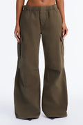 On The Move Twill Cargo Wide Leg Pant - Olive