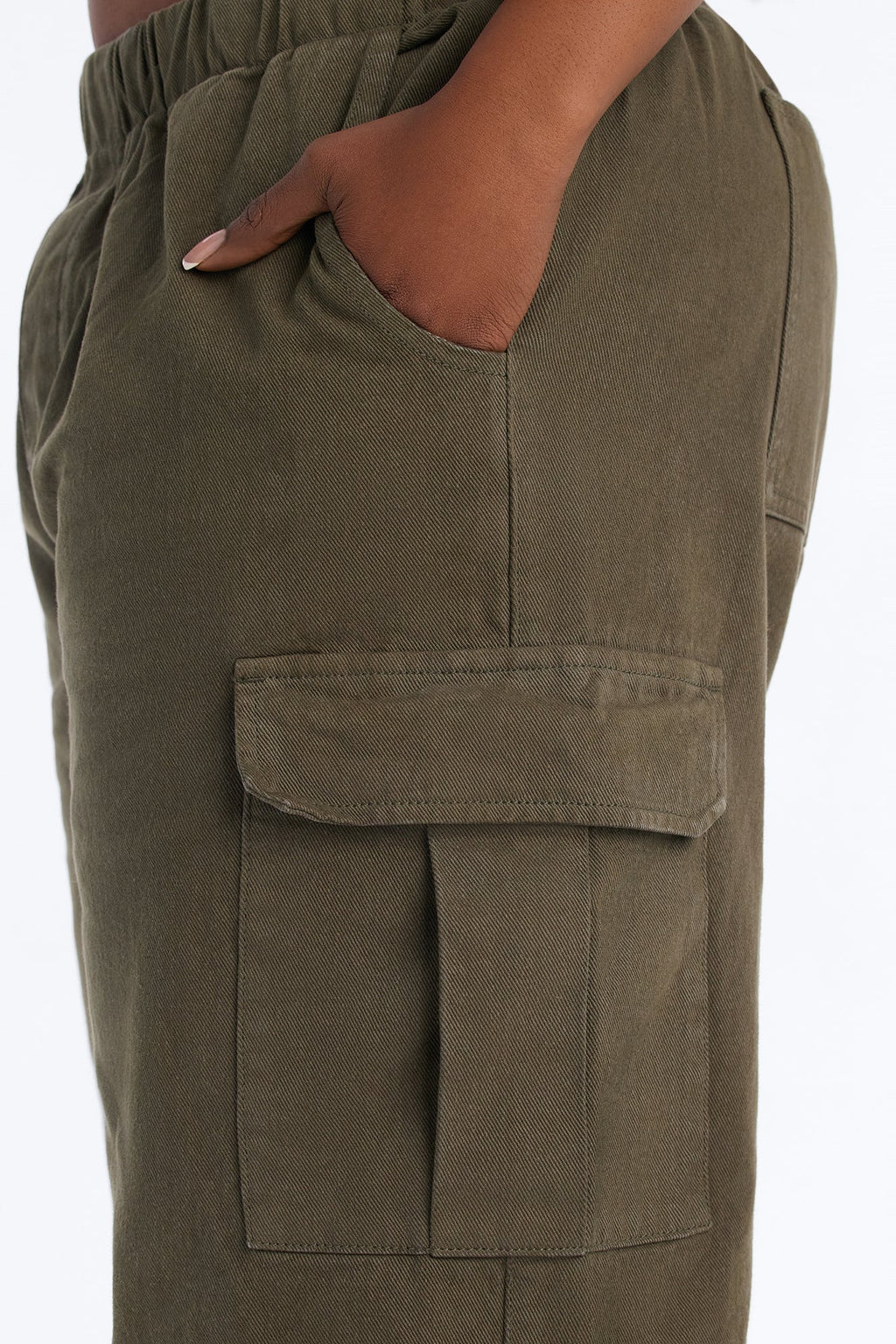 On The Move Twill Cargo Wide Leg Pant - Olive