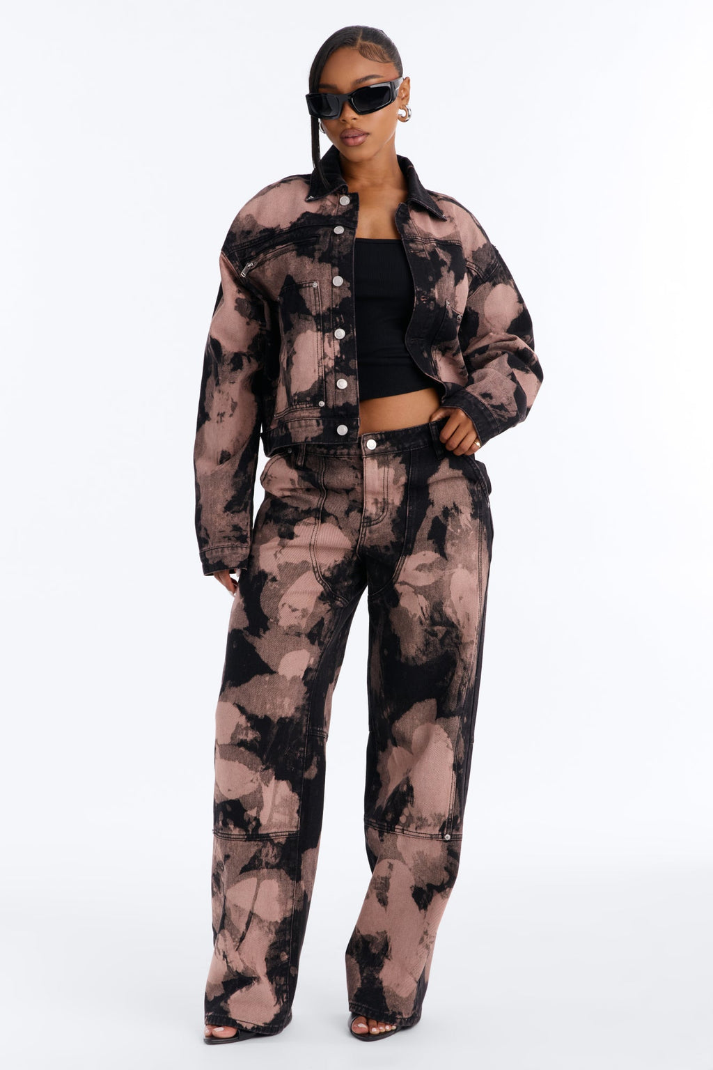 Eternal Dusk Utility Wide Leg Jeans - Black/combo