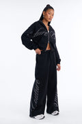Couture Culture Rhinestone Wide Leg Sweatpants - Black