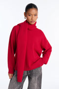 Maribel 2pc Scarf Pullover Sweater Set - Red