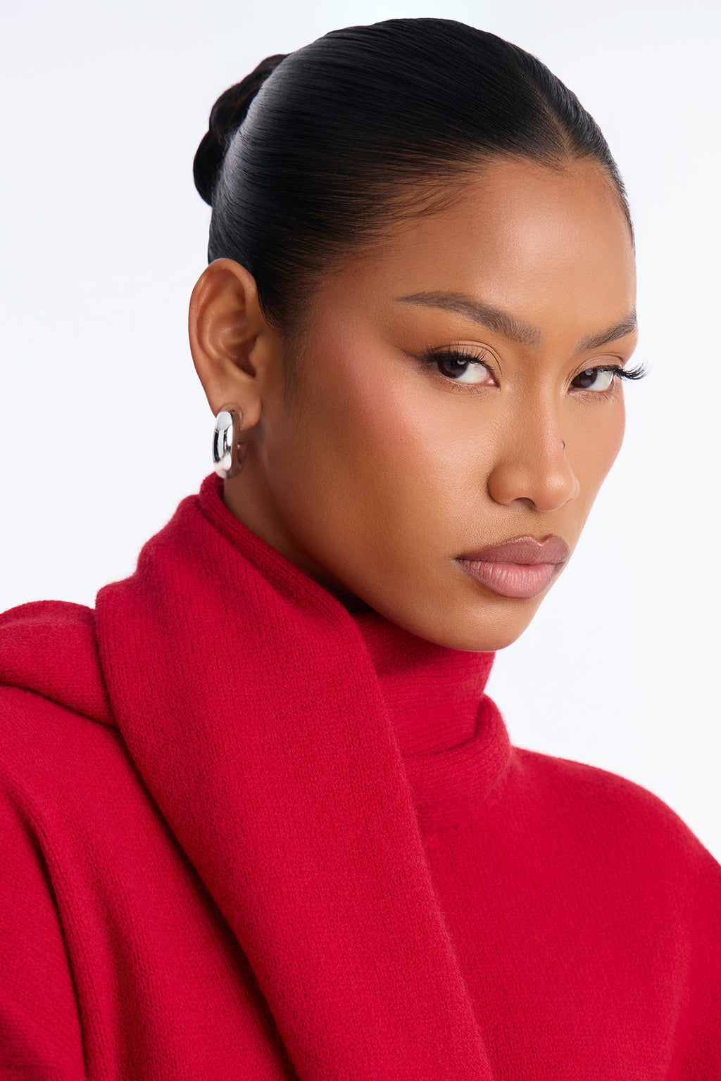 Maribel 2pc Scarf Pullover Sweater Set - Red