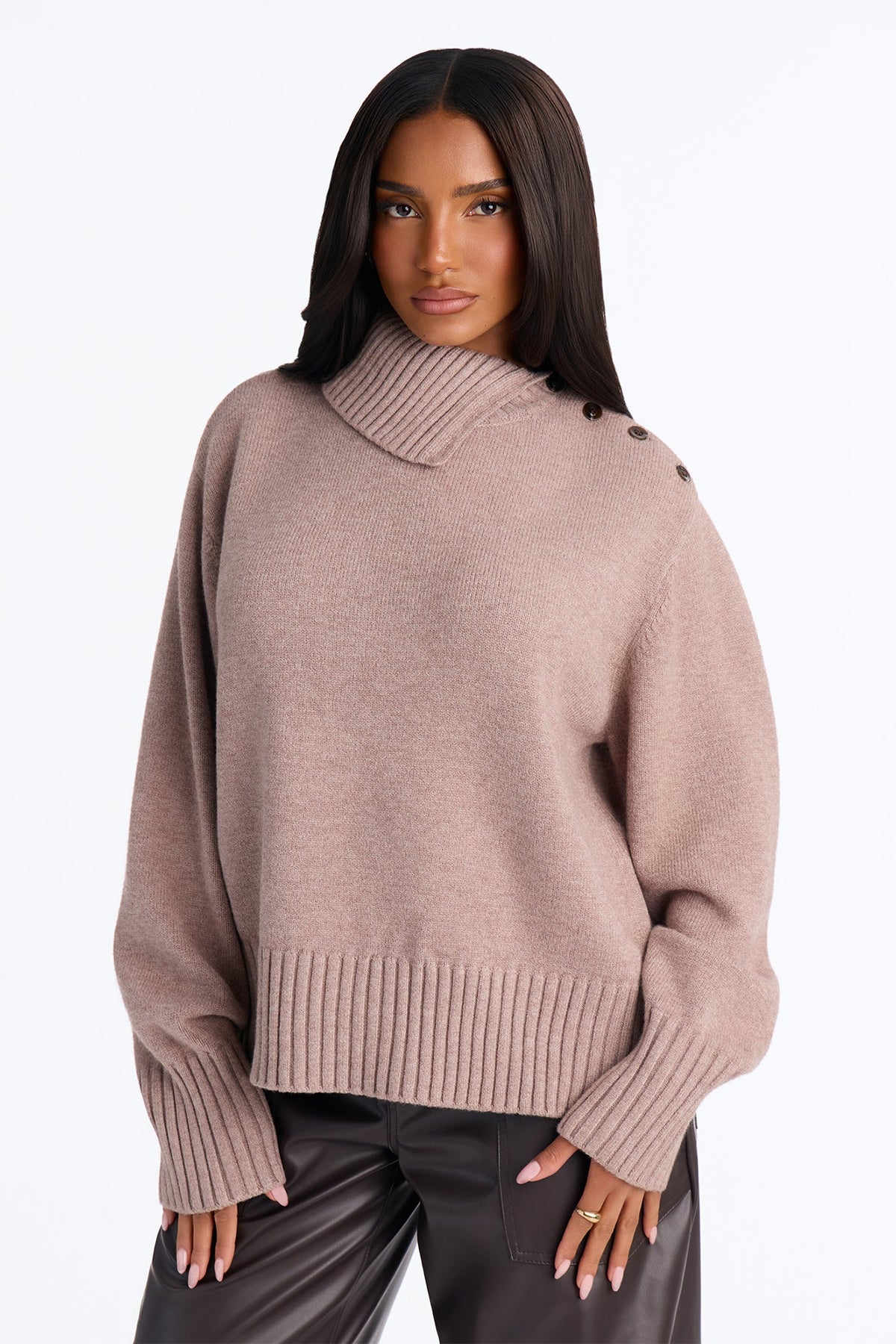 Warm Layers Mock Neck Pullover Sweater - Oatmeal