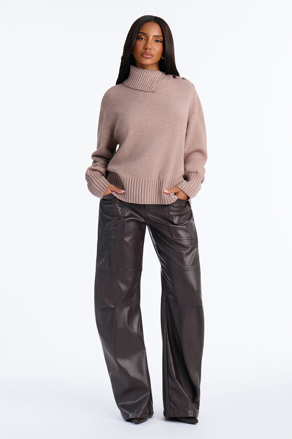 Warm Layers Mock Neck Pullover Sweater - Oatmeal