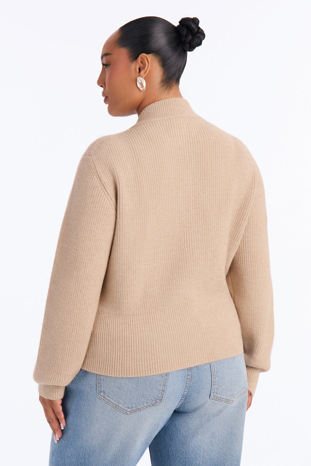 Warm Wishes Mock Neck Cardigan - Oatmeal