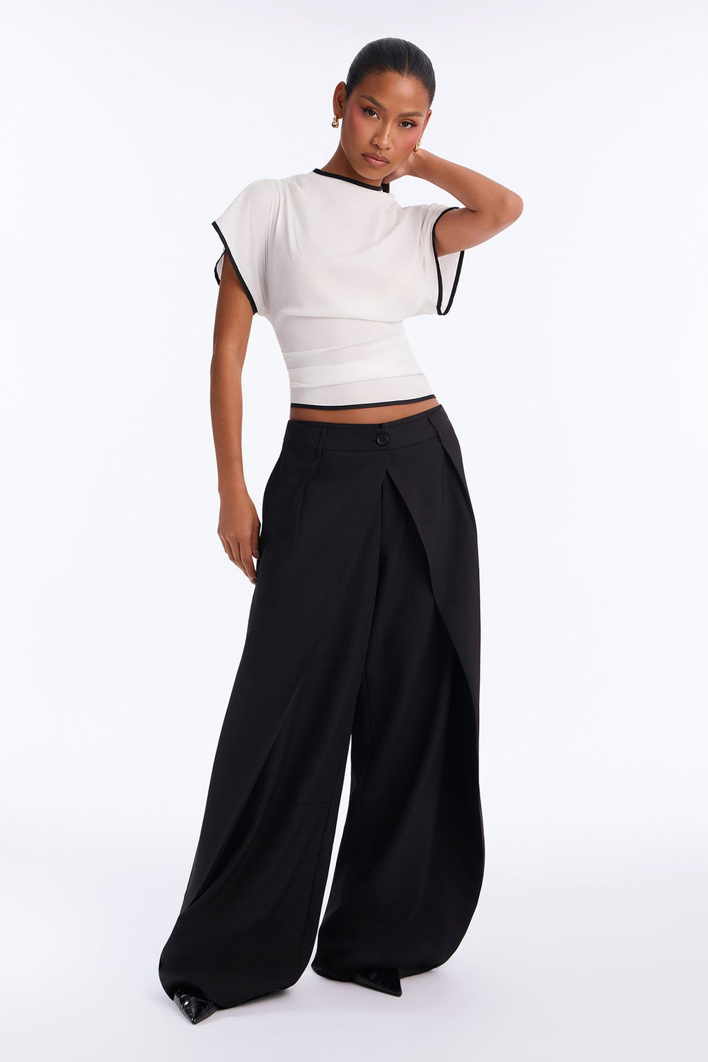 Carolyn Contrast Short Sleeve Blouse - White/combo