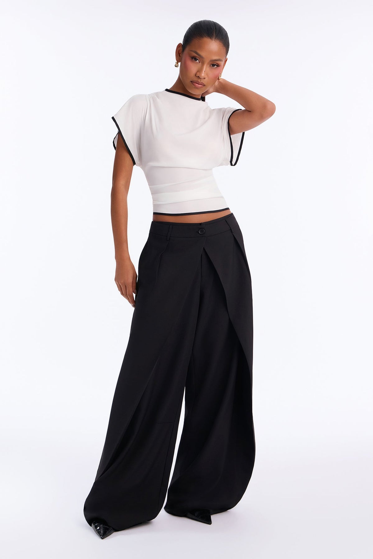 Carolyn Contrast Short Sleeve Blouse - White/combo