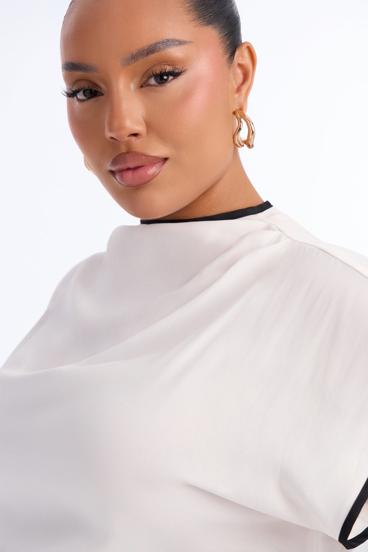 Carolyn Contrast Short Sleeve Blouse - White/combo