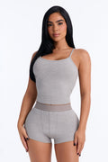 FN Mood Cotton Essential PJ Boxer Short Set - Heather Grey