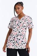 Retro Pulse Betty Boop Uniform Scrub Top - White/combo