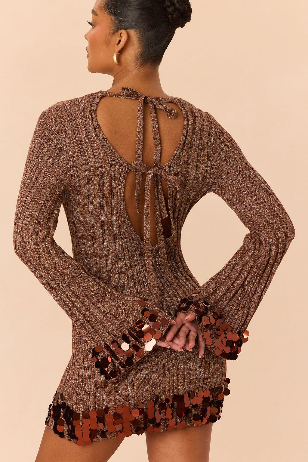 Instant Icon Metallic Knit Mini Dress - Chocolate