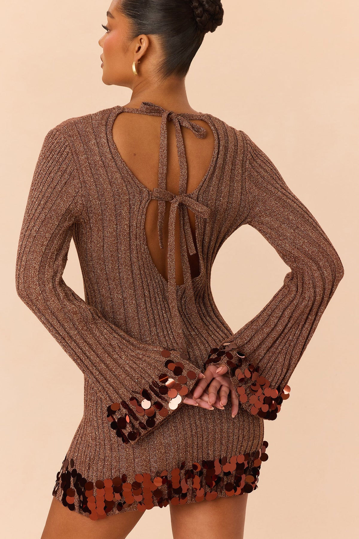 Instant Icon Metallic Knit Mini Dress - Chocolate