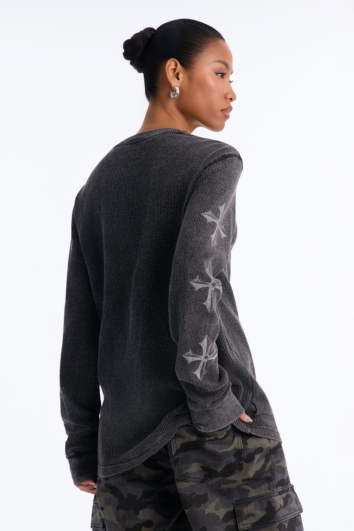 Faith Over Fear Crosses Thermal Tee - Black