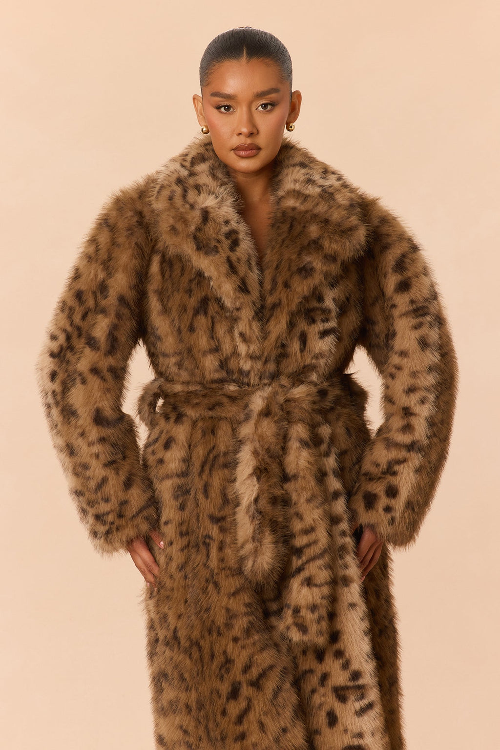 Just Vibing Faux Fur Coat - Brown/combo