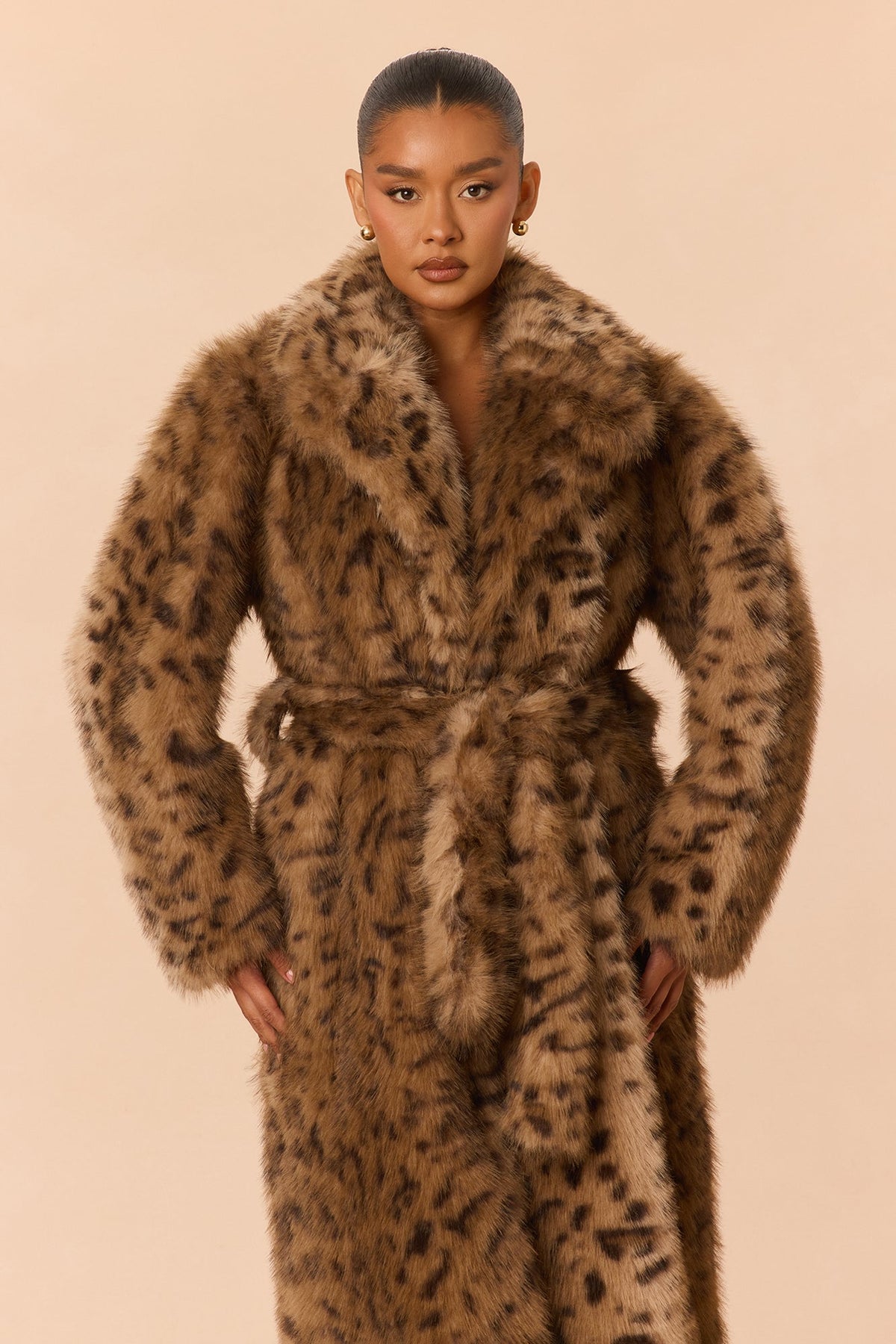 Just Vibing Faux Fur Coat - Brown/combo