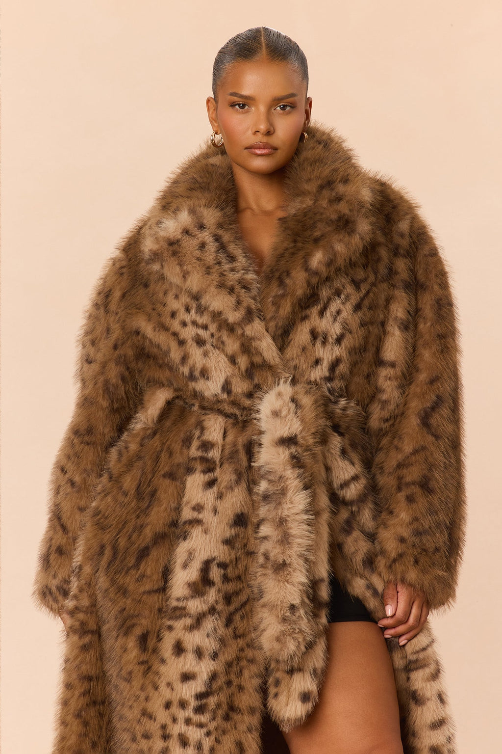 Just Vibing Faux Fur Coat - Brown/combo