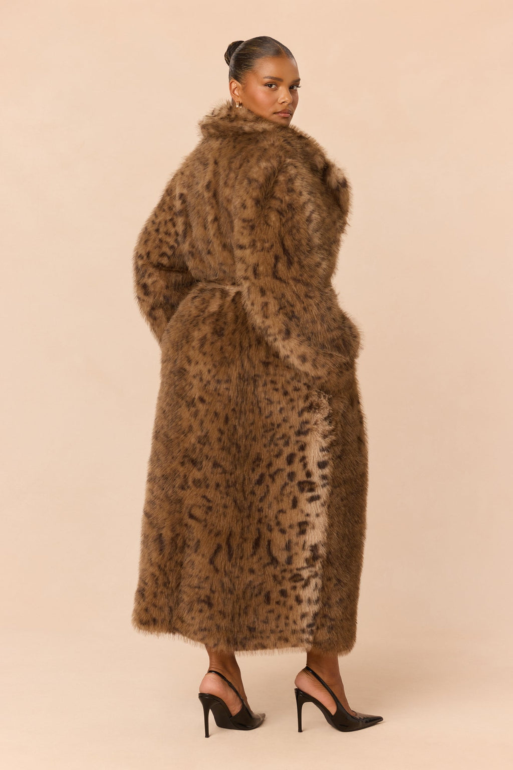 Just Vibing Faux Fur Coat - Brown/combo