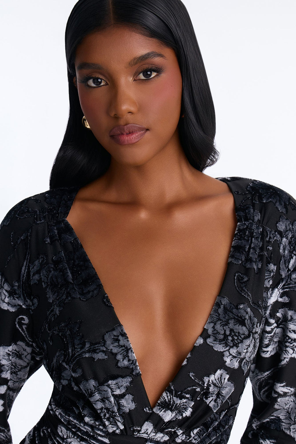 Enchanted Velvet Burnout Maxi Dress - Black/Blue