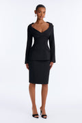 Office Babe Pinstripe Skirt Set - Black/White
