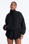Sporty Babe Brushed Nylon Romper - Black