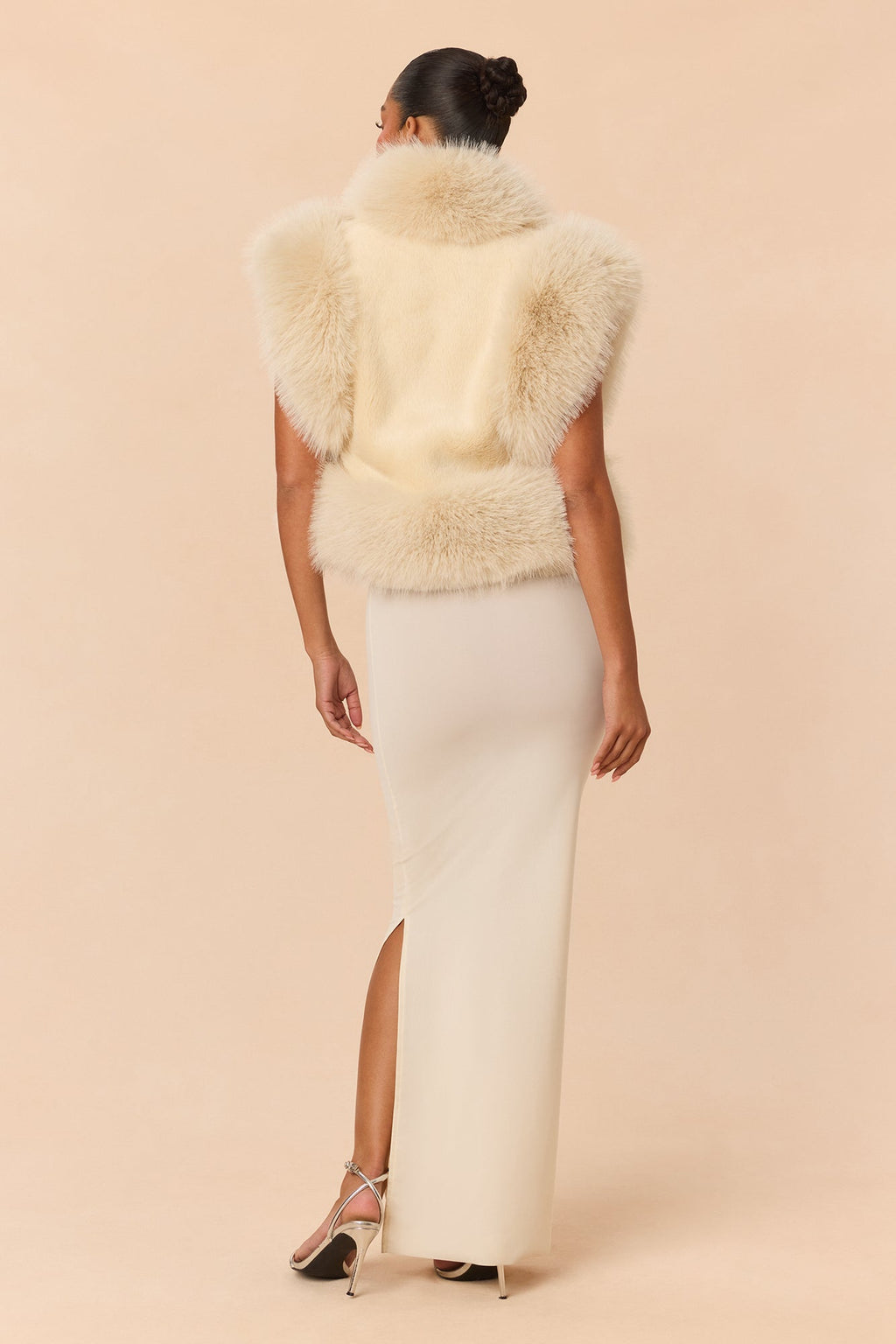 Downtown Muse Faux Fur Vest - Beige