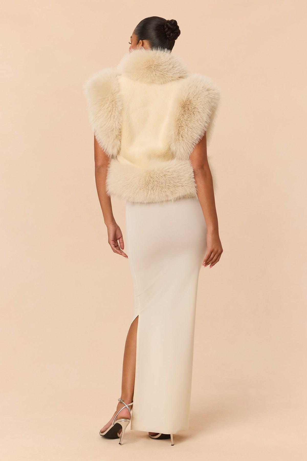 Downtown Muse Faux Fur Vest - Beige