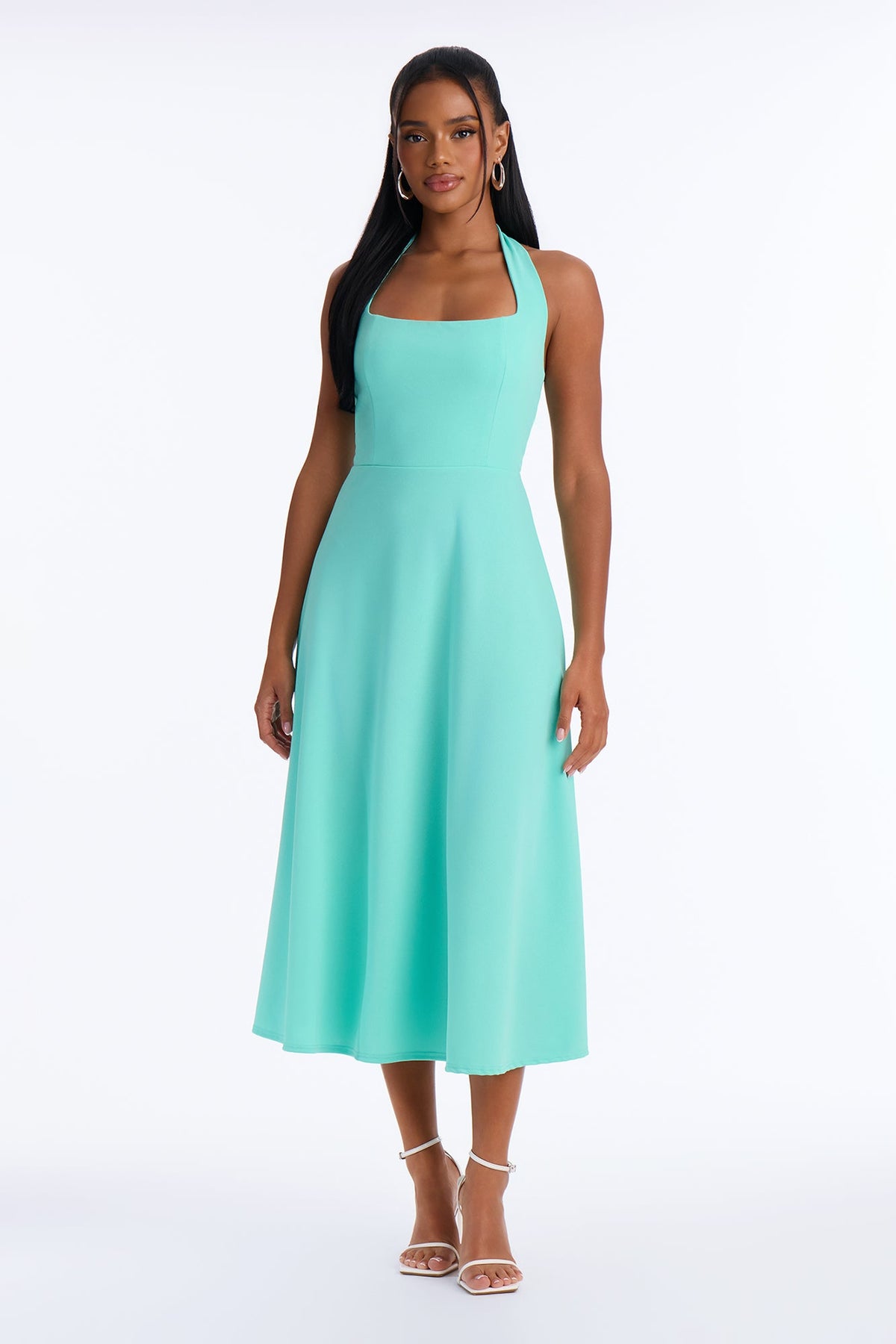 Alena Halter Midi Dress - Turquoise