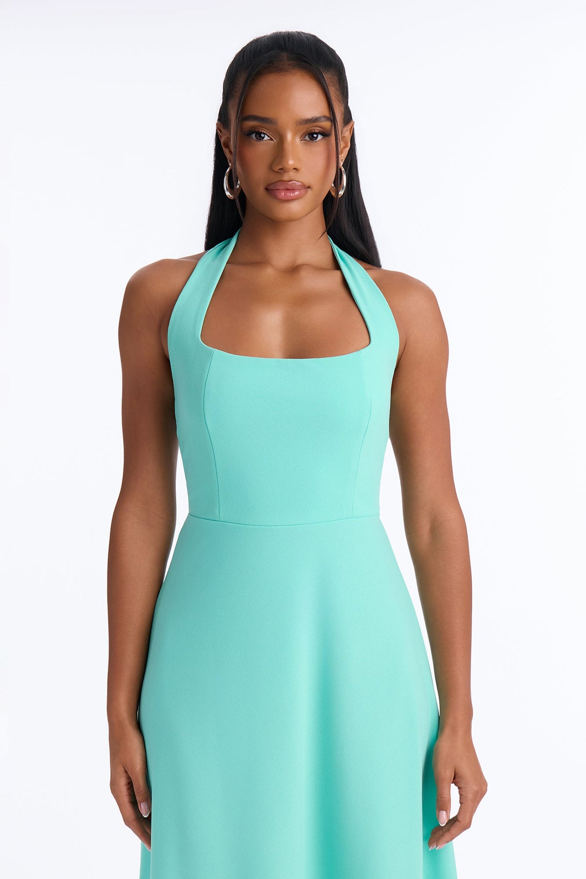 Alena Halter Midi Dress - Turquoise