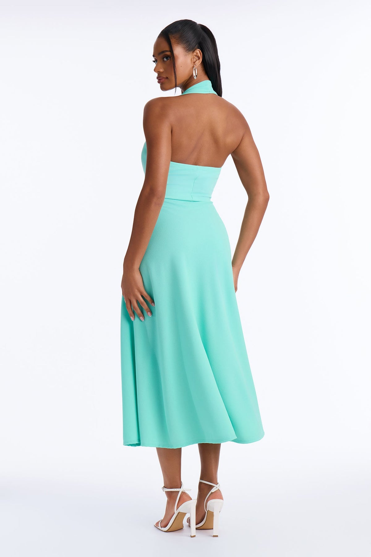 Alena Halter Midi Dress - Turquoise