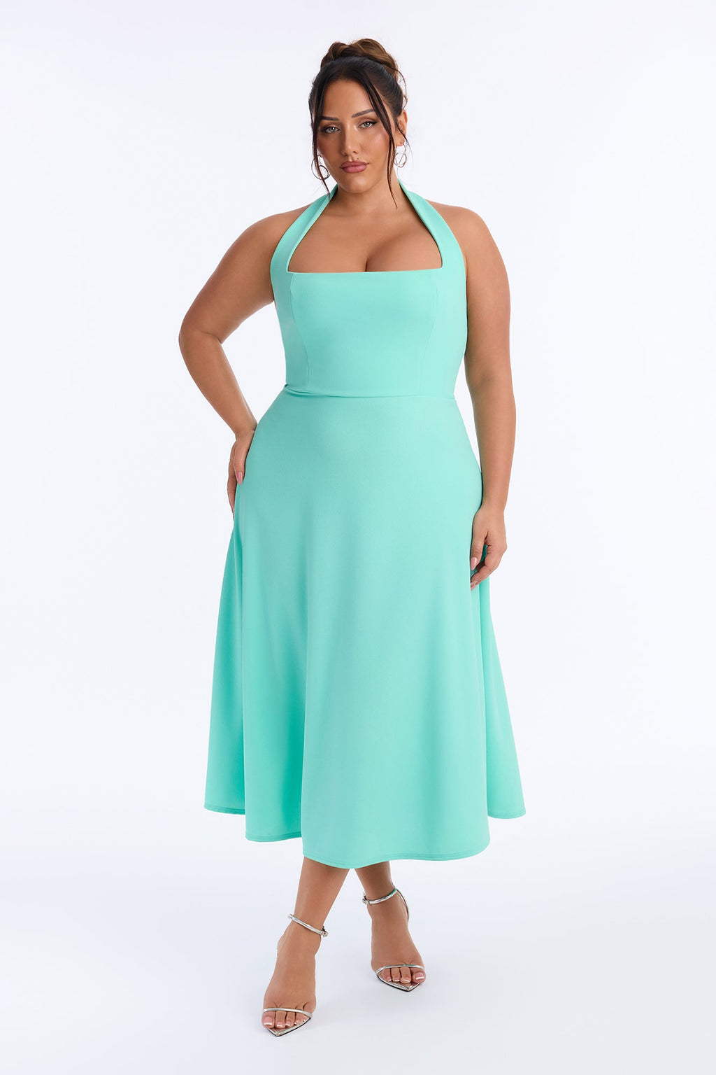 Alena Halter Midi Dress - Turquoise