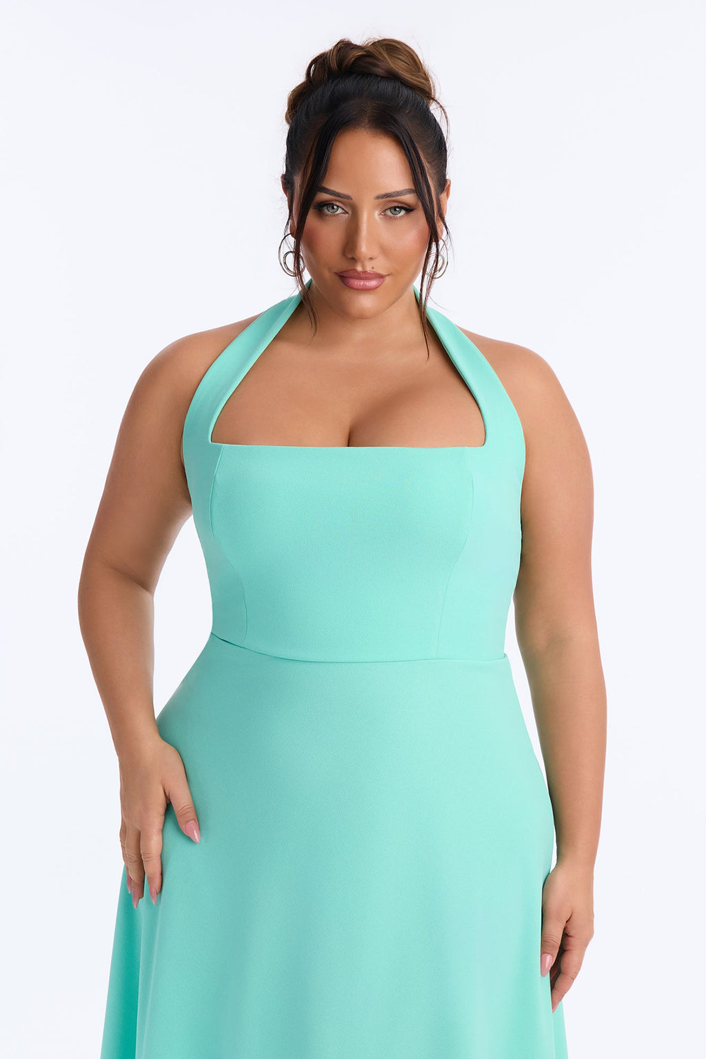 Alena Halter Midi Dress - Turquoise