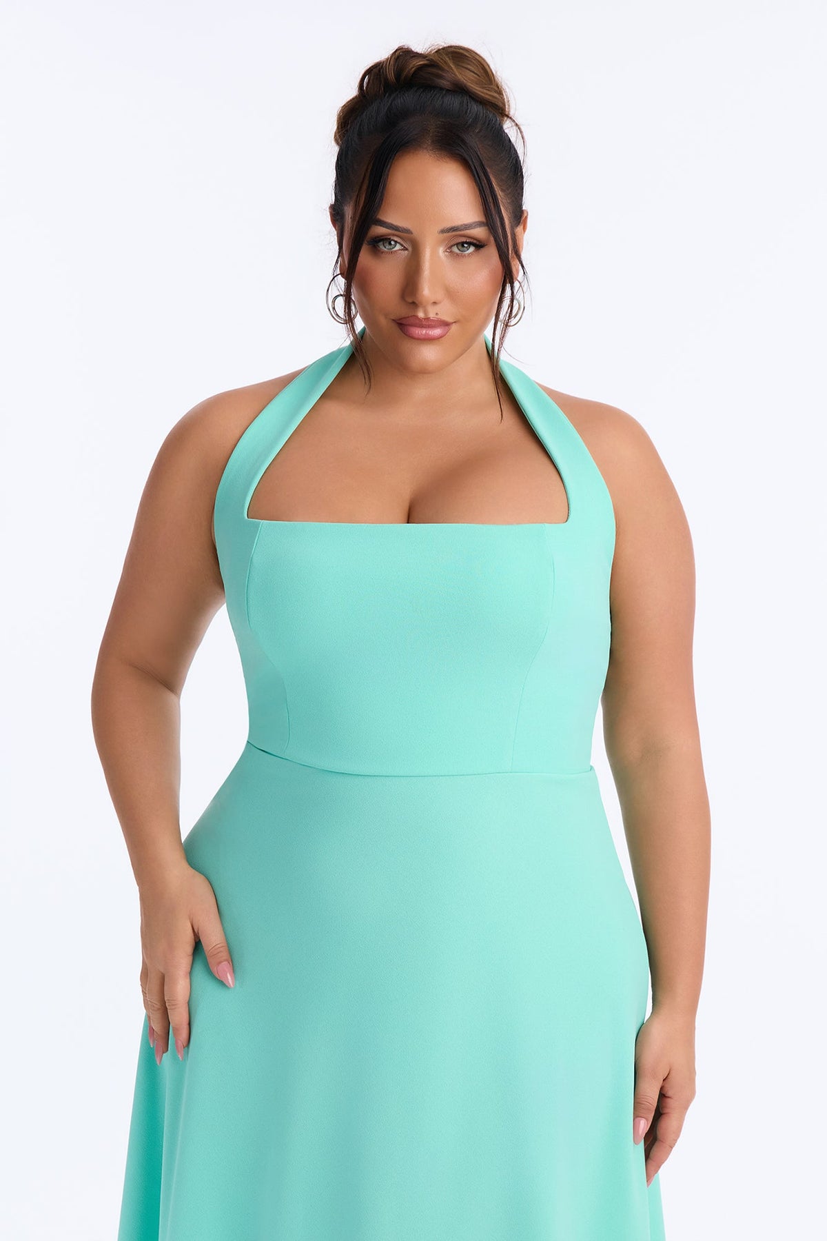 Alena Halter Midi Dress - Turquoise