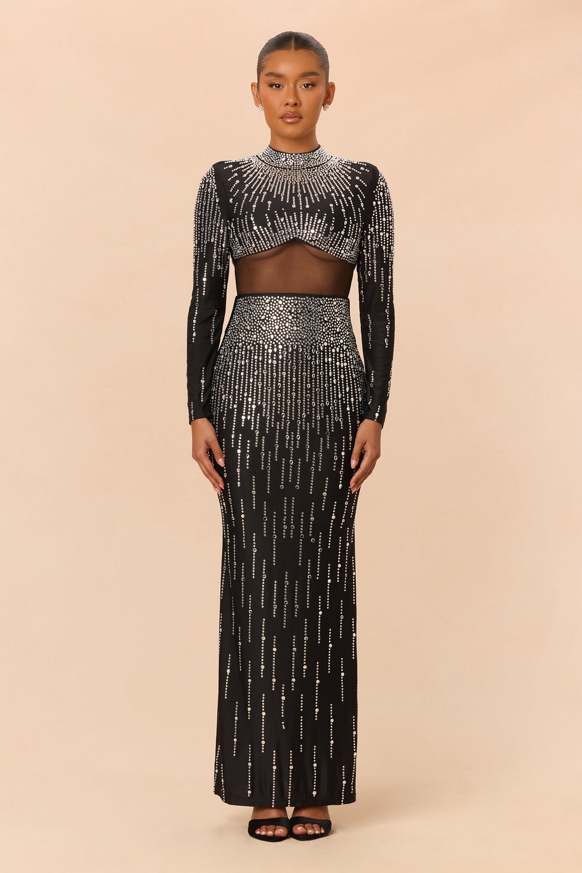 Unforgettable Rhinestone Gown - Black