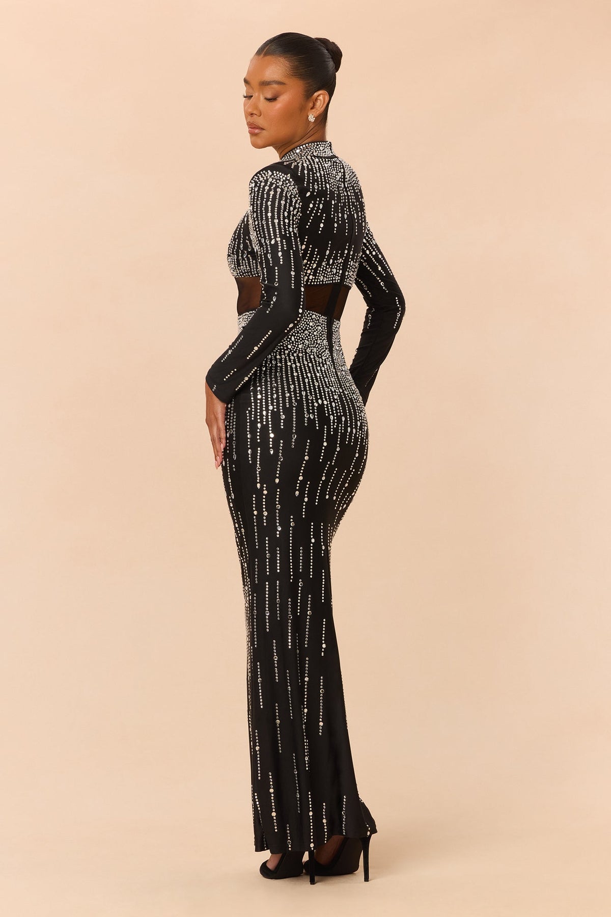 Unforgettable Rhinestone Gown - Black