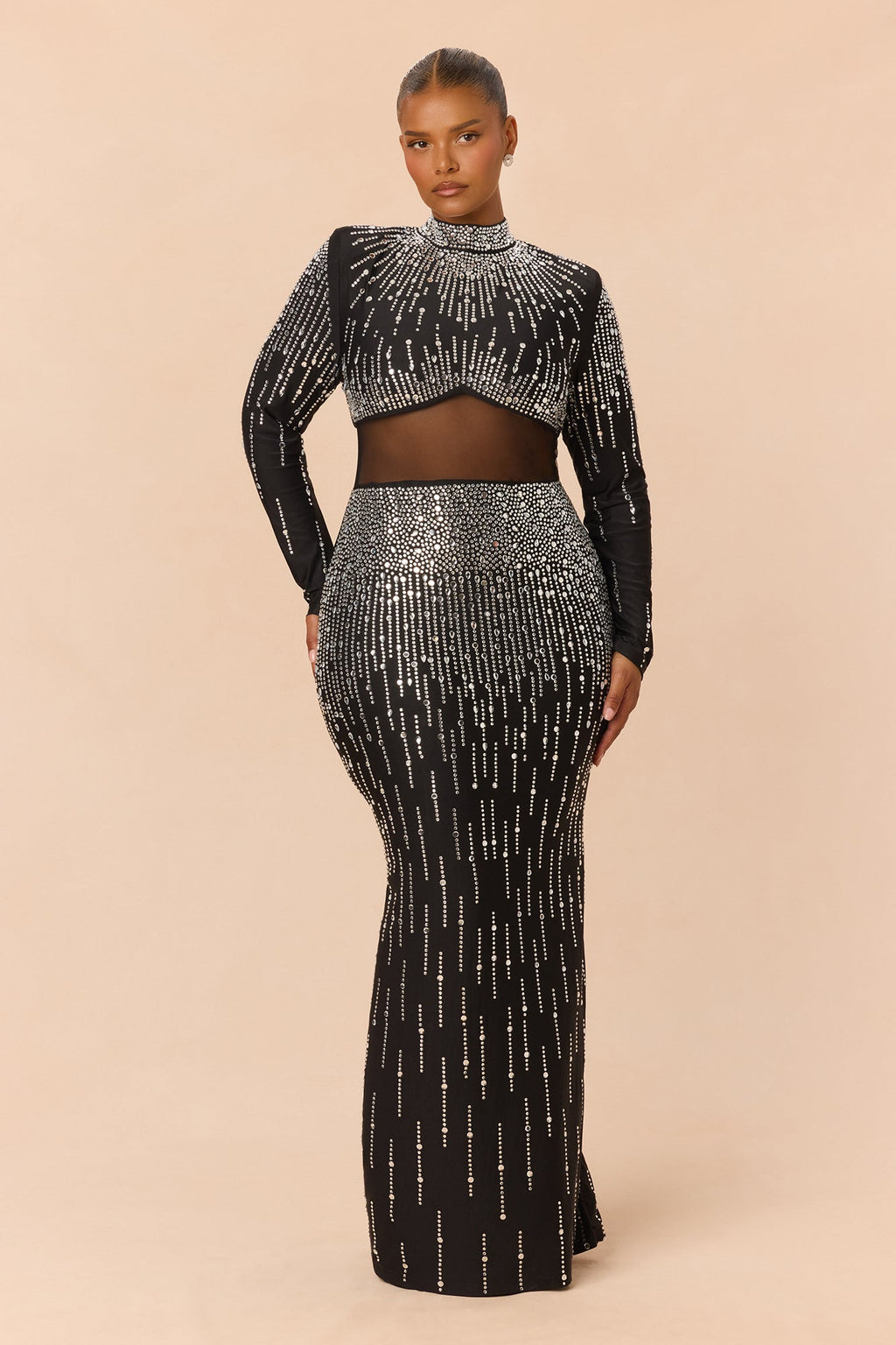 Unforgettable Rhinestone Gown - Black