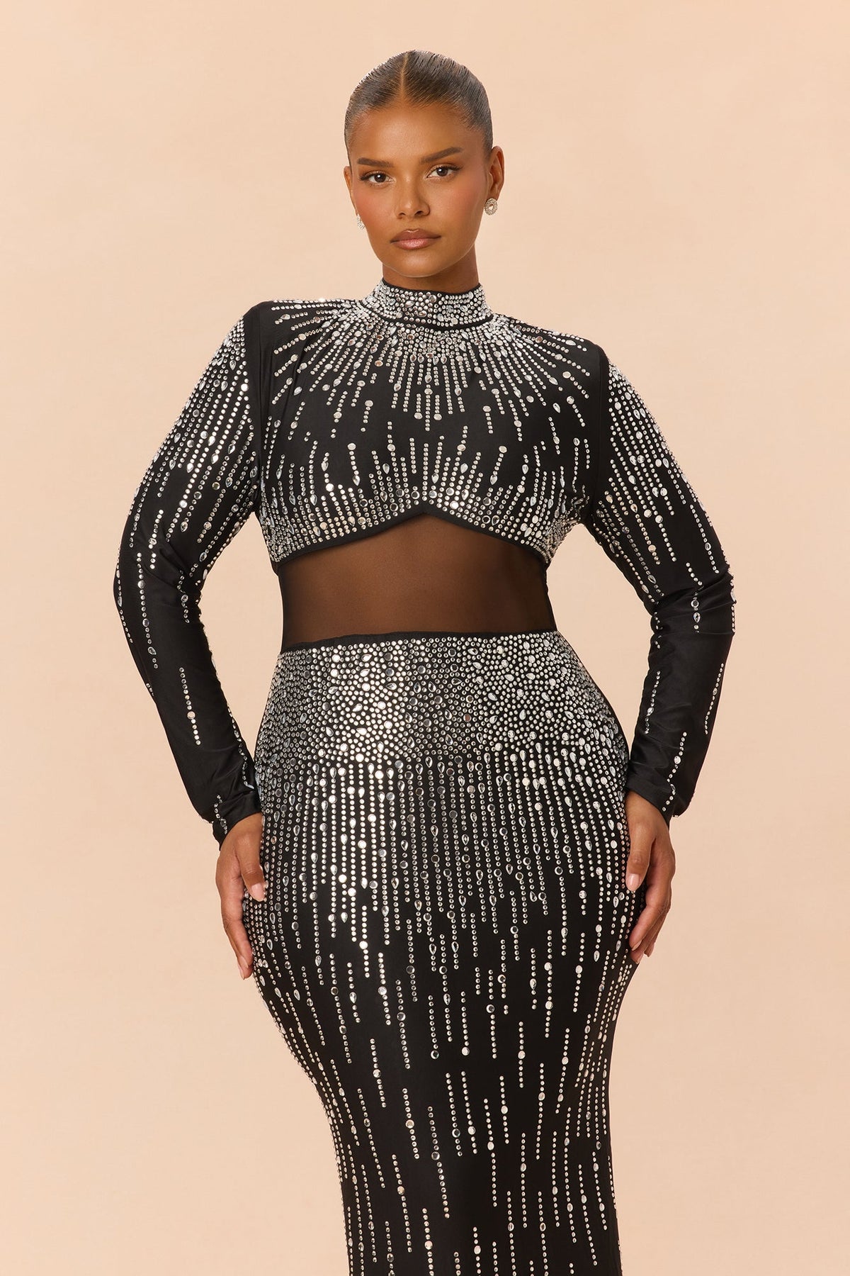 Unforgettable Rhinestone Gown - Black