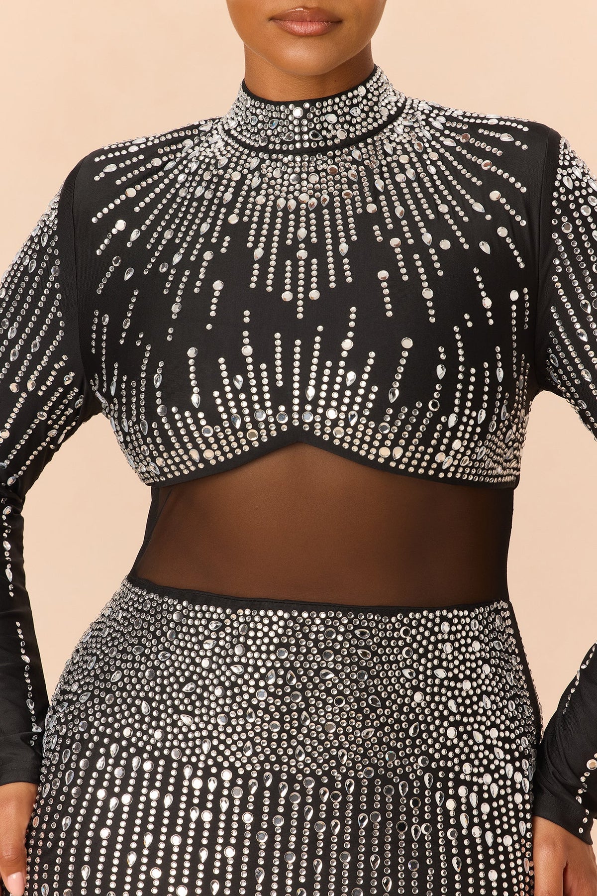 Unforgettable Rhinestone Gown - Black