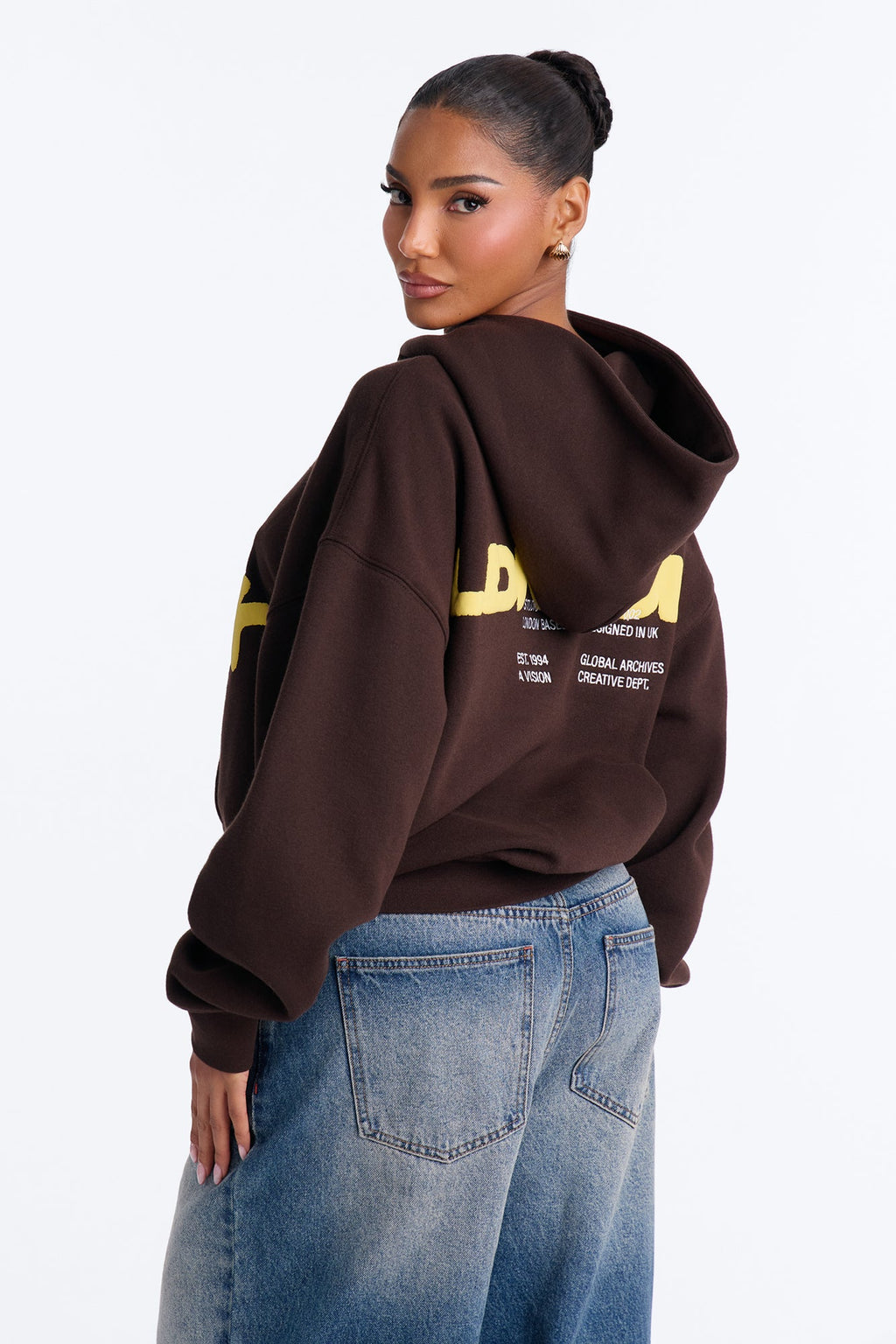 London Mood Washed Oversized Hoodie - Dark Brown