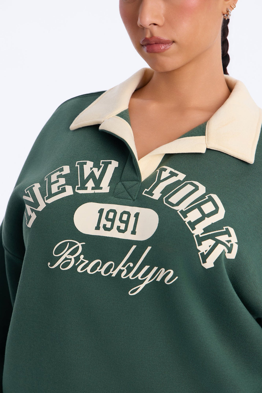NYC Brooklyn Rugby Pullover Sweatshirt - Hunter Green