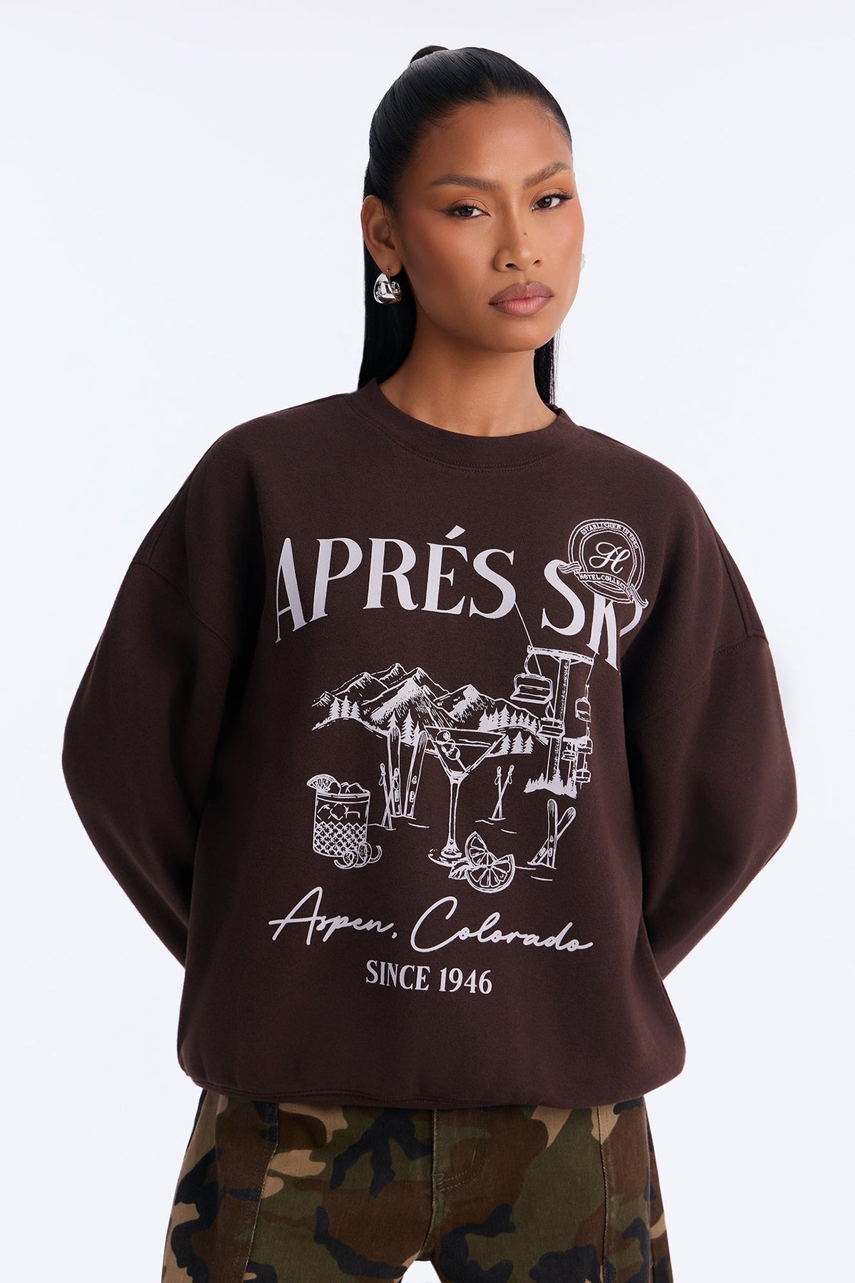 Ski Social Club Crew Neck Sweatshirt - Brown