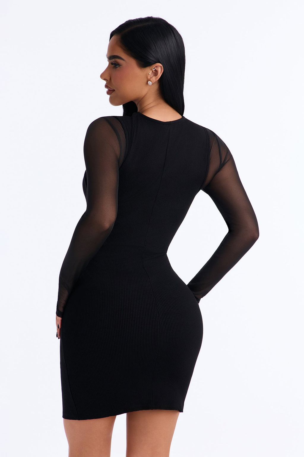Acacia Snatched Mesh Micro Mini Dress - Black