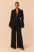 Nia Drawstring Blazer Pant Set - Black
