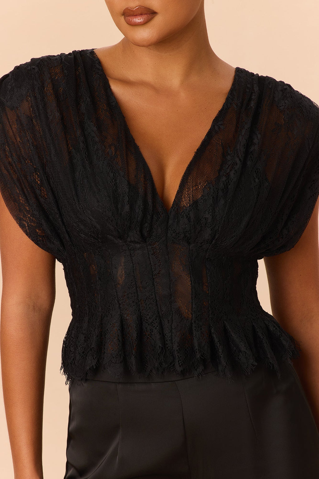 Be Mine Lace Pant Set - Black