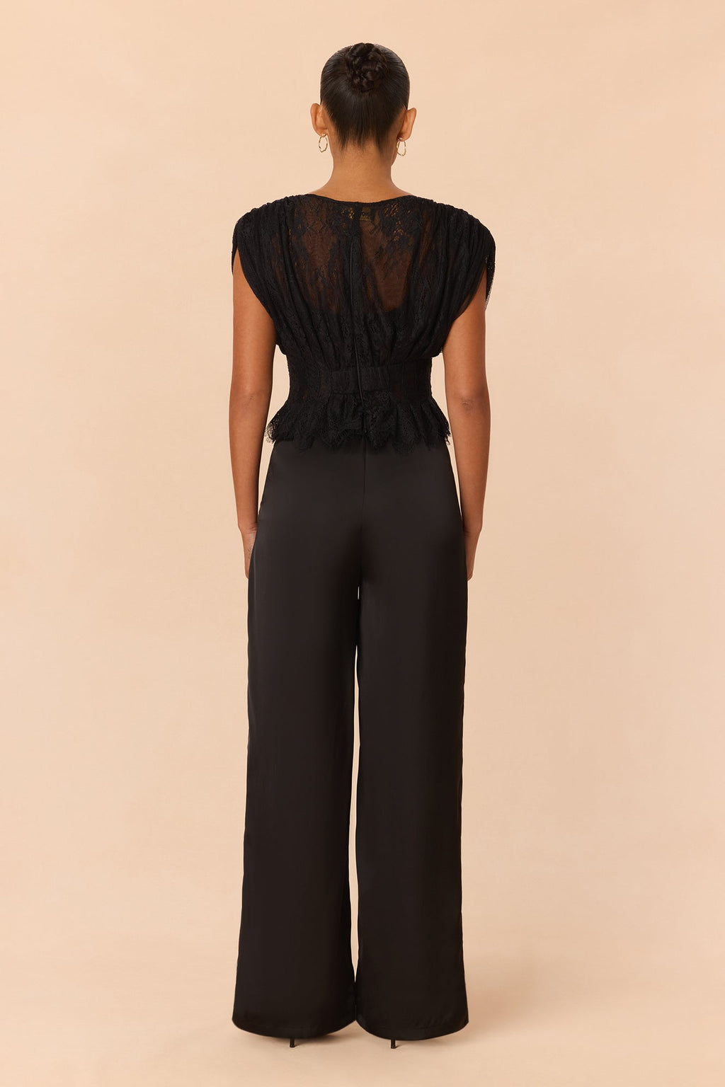 Be Mine Lace Pant Set - Black