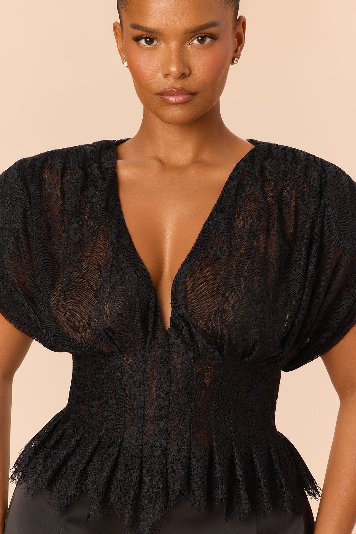 Be Mine Lace Pant Set - Black