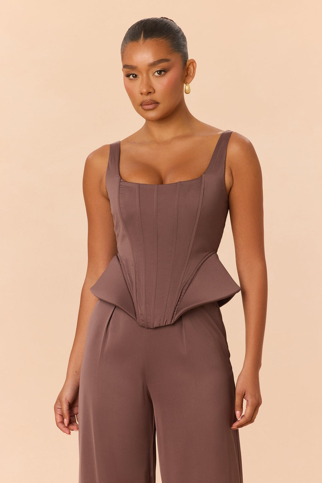 Arden Corset Pant Set - Brown