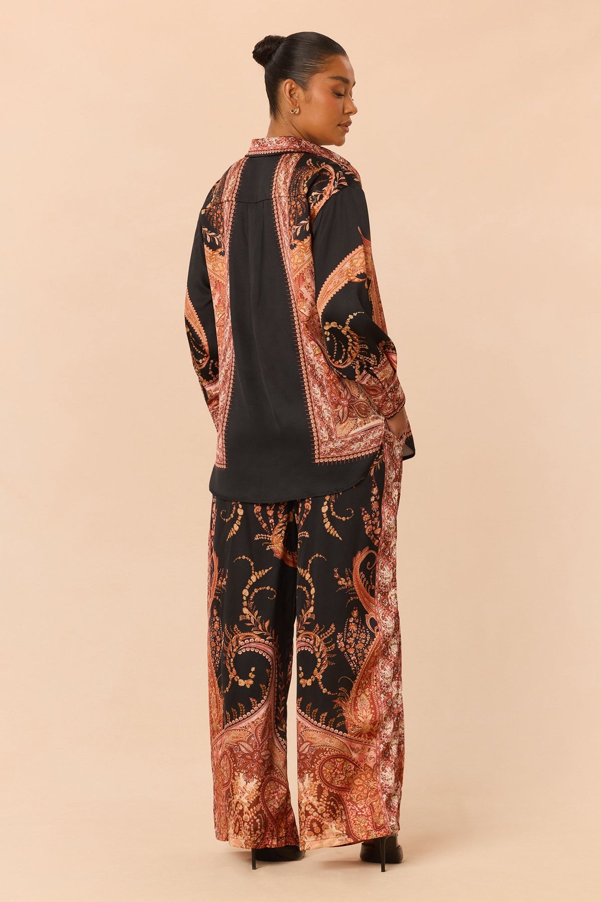 Quinn Button Up Pant Set - Rust/combo